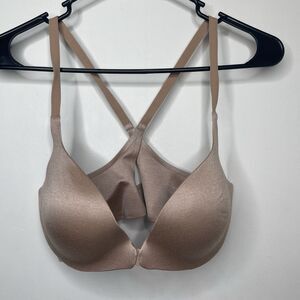 Victoria’s Secret Push Up Bra 34D Beige Padded Lined Crossback Underwire